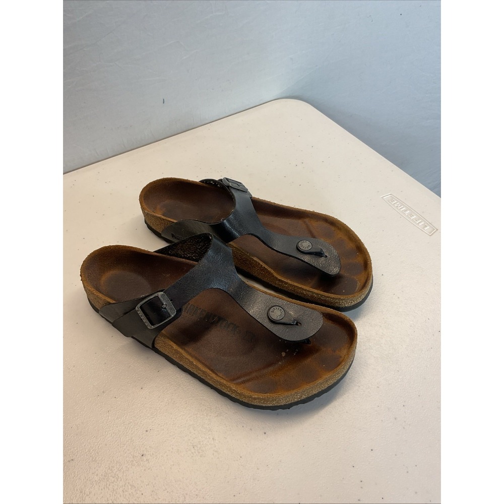 Birkenstock Gizeh Sandals Flat Slip-on Black Womens Size 39 8-8.5 Strappy‎ Thong